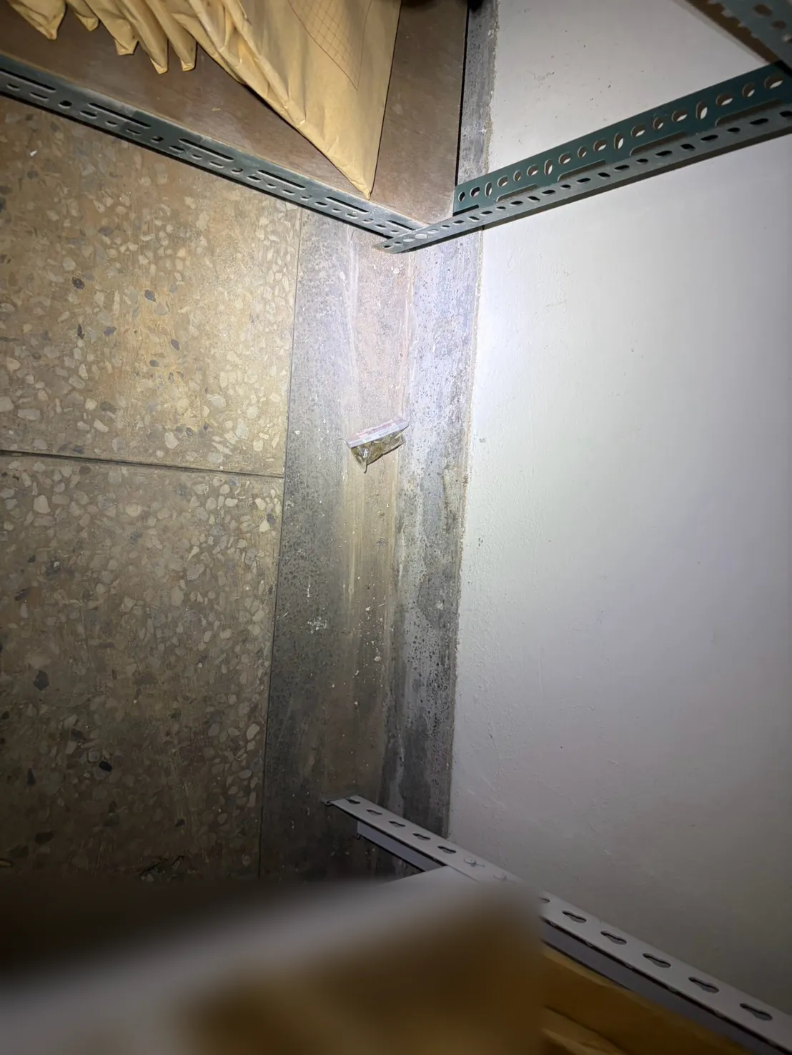 庫房牆與柱子間縫隙的小包鼠餌
